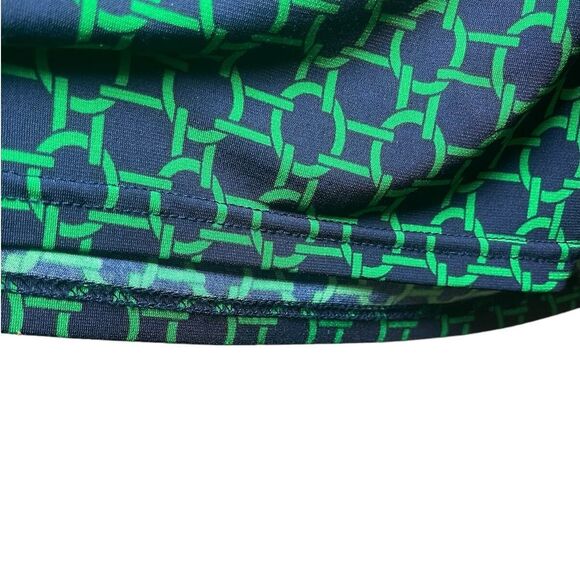 Spense Navy and Green Tie‎ Waist Gold Chain Lace Up Spandex Blend Dress Size S - Picture 8 of 15